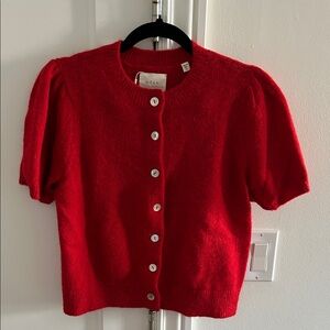 DOEN Scarlet Red Cardigan Sweater